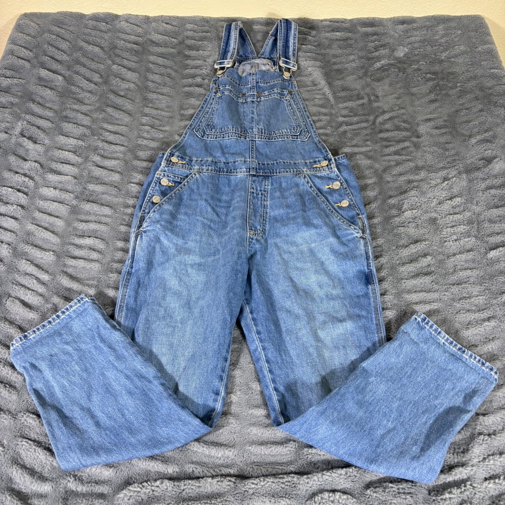 Gap Denim Blue Medium Wash Bib Overalls Women Small Straight Leg AR794